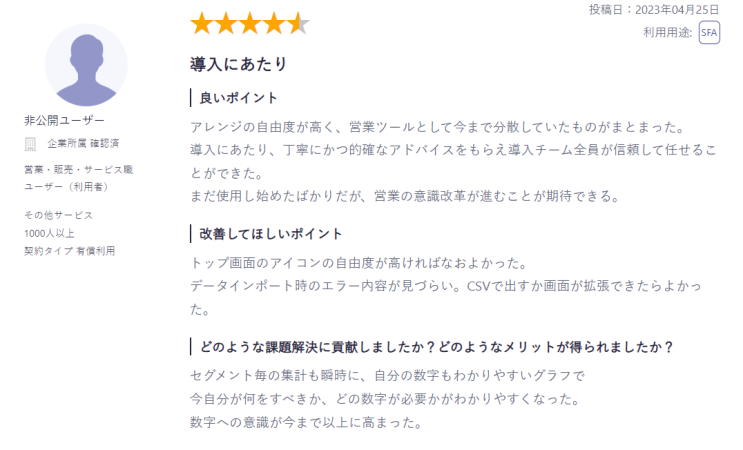 ■「GENIEE SFA/CRM」を実際に利用した人の口コミ